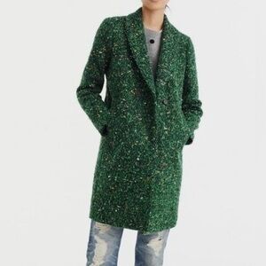 J. Crew Green Tweed Coat 💯 NEW